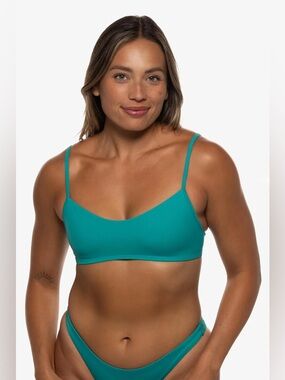 Jolyn x Eryn Krause Bikini Top Coast Teal Green Surf New Small Over The Shoulder